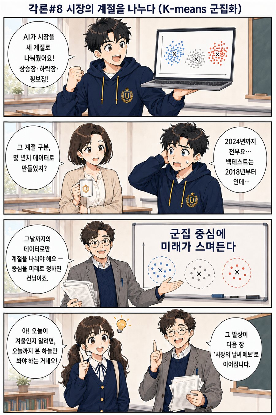 K-means 군집화를 다룬 4컷 만화